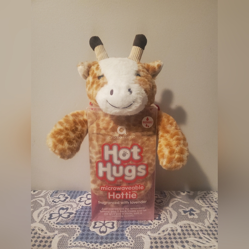 Aroma Home Hot Hugs Microwavable Plush Stuffed Tan White Giraffe Lavender Scent
